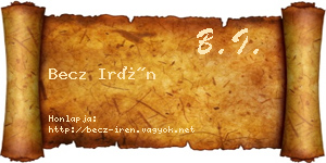 Becz Irén névjegykártya
