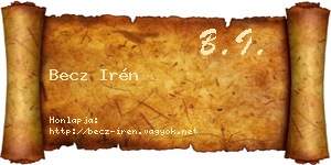 Becz Irén névjegykártya